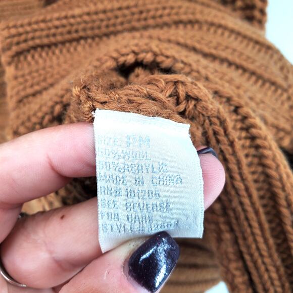 Soft Surroundings Womens PM Wool City Sweater Dress Brown Double Button Tunic - Picture 8 of 11